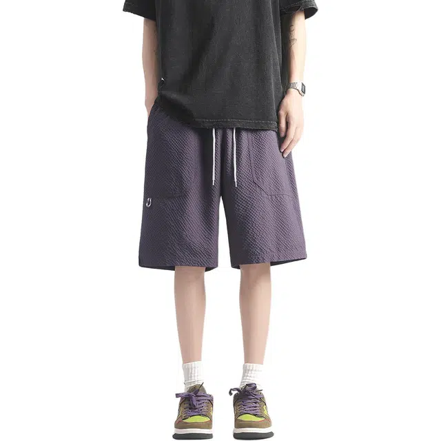永言 泡泡纱速干运动男款夏季薄款直筒沙滩五分裤休闲短裤 男女同款