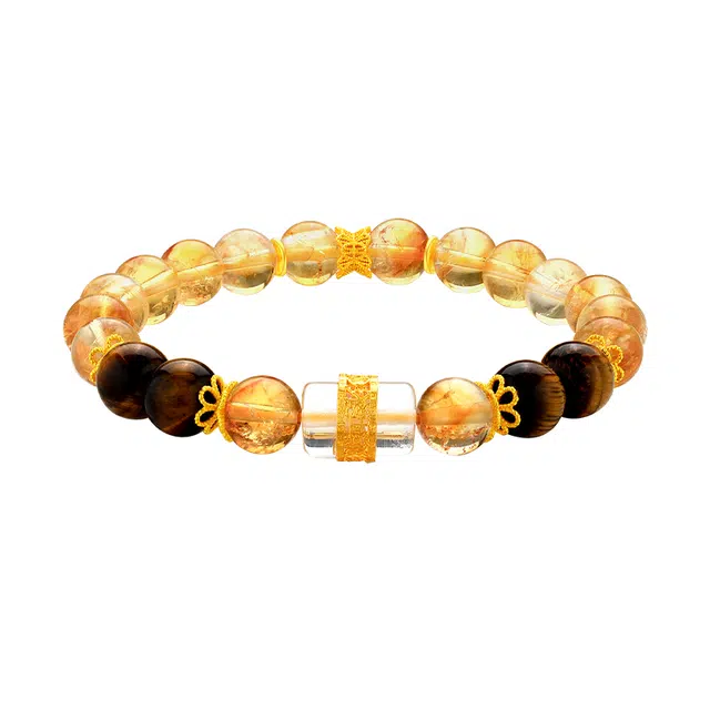 梦金园 招财进宝时来运转八方来财小众寓意好转运暴富#好运天然 黄水晶 手串 女款