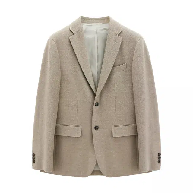 丹宁哲学 高档莱赛尔羊毛斜纹面料纯色长袖平驳领标准西装 男款