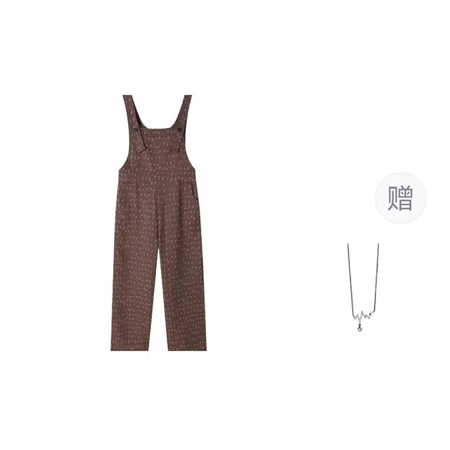识恩 休闲碎花牛仔复古百搭减龄高腰宽松连体裤女 背带裤 女款