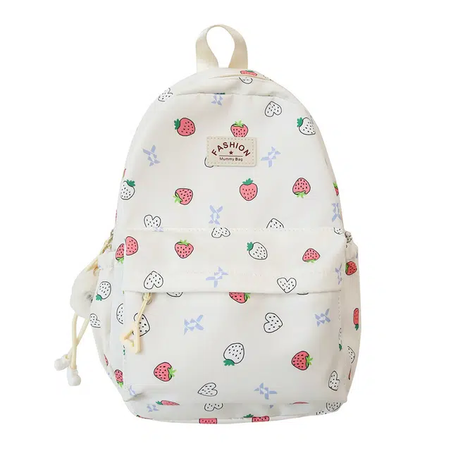 笛贝嘉 韩版可爱草莓印花 尼龙 双肩包 男女同款情侣款 多色