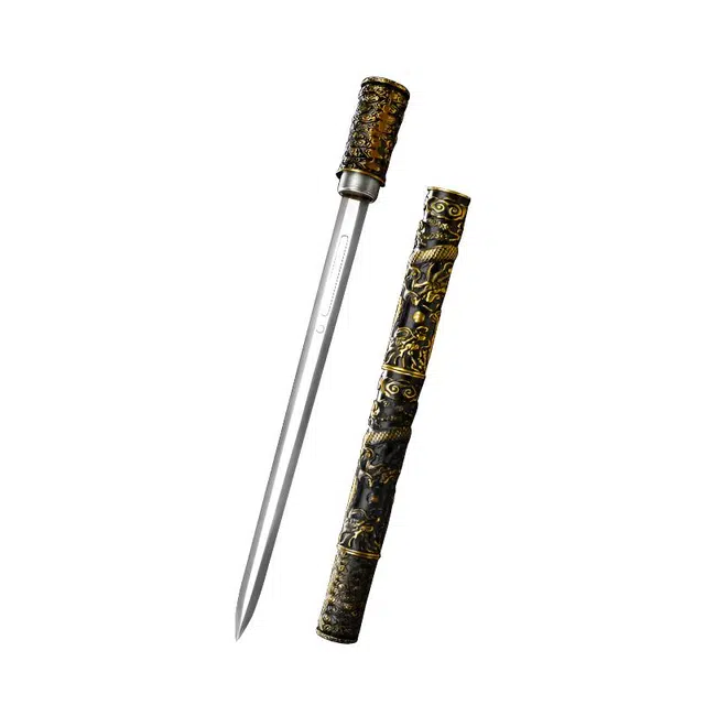 天字号 小金箍棒剑 一体合金雕刻外鞘手柄高锰钢剑身 未开刃 成品模型