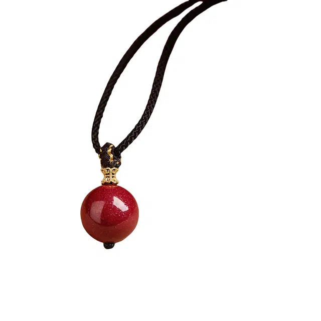 子婳 本命年转运珠原石小众设计复古国风时尚百搭 朱砂 吊坠 男女同款情侣款