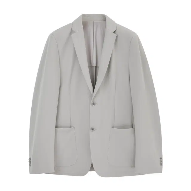 丹宁哲学 高弹力舒适细格面料纯色长袖平驳领标准便服单西西装 男款