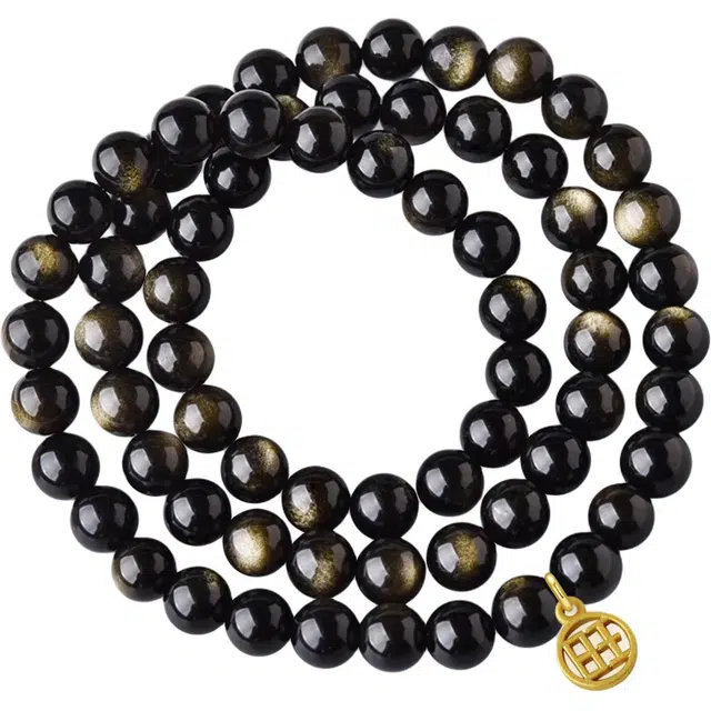 一世倾 平安顺遂时来运转国潮新中式本命年转运珠八方来财精美礼盒小众设计精致时尚百搭轻奢风好运天然 黑曜石 手串 男女同款情侣款