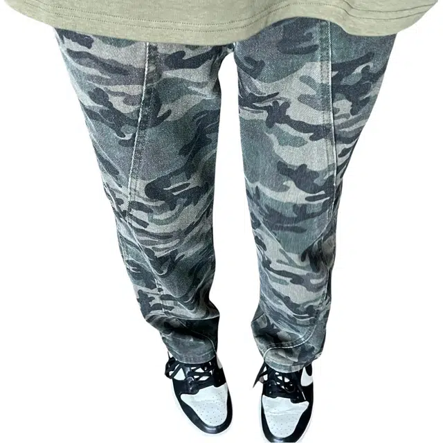 冈哉 美式潮流复古嘻哈宽松百搭高街设计感经典简约无性别主义垂感迷彩日常通勤工装裤牛仔裤 男女同款