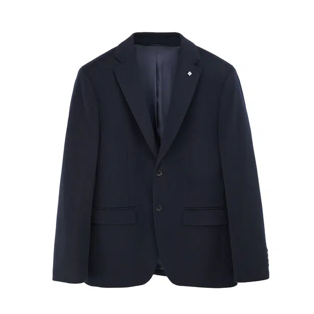 丹宁哲学 高端纯羊绒面料休闲纯色长袖平驳领标准便服单西西装 男款