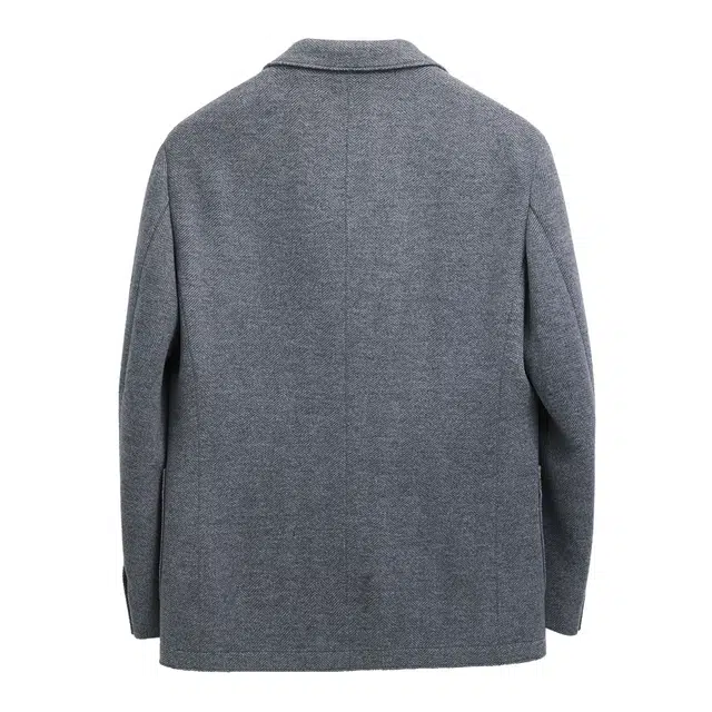 丹宁哲学 厚款人字纹针织羊毛长袖平驳领标准便服单西西装 男款