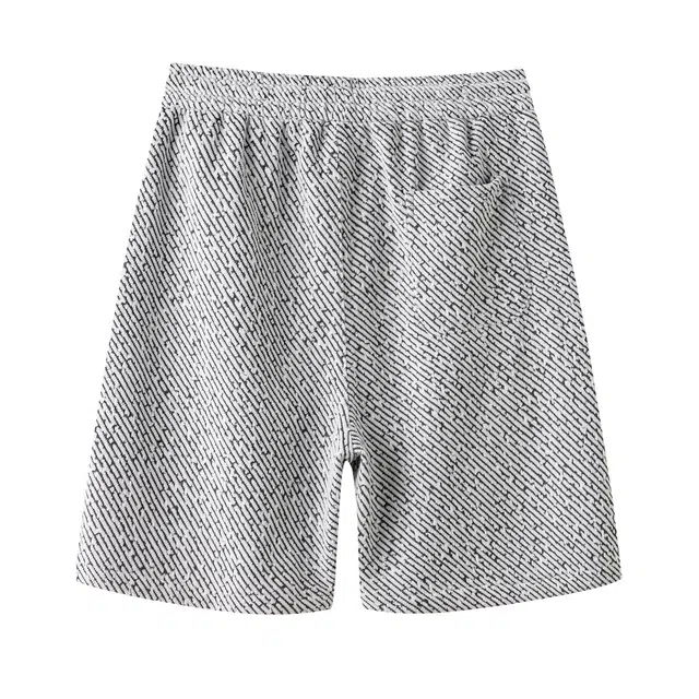 明尼凯 美式复古高街基础款个性针织条纹设计潮流百搭小香风粗花毛呢五分裤潮牌痞帅宽松直筒运动休闲短裤 男女同款