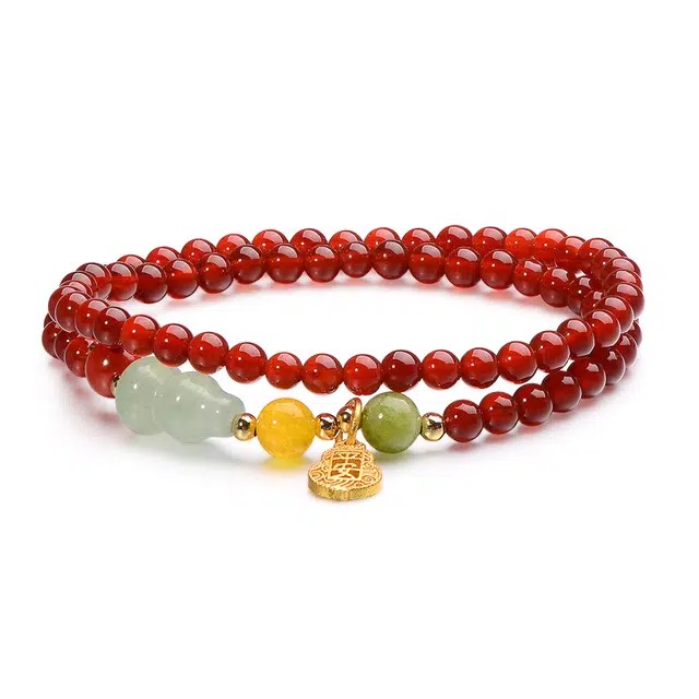 【灵隐上上签福佑今生】 喜宝春花 紫气福禄 新中式民族风小众独特时尚高级感 高贵典雅气质大方百搭显白葫芦好运 玛瑙 手串 男女同款情侣款