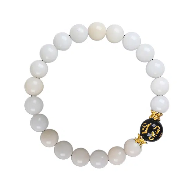 素于 国潮文玩创意潮流百搭轻奢佛珠吉祥如意万事顺遂转运珠复古文艺风盘玩念珠#好运 白玉菩提 手串 男女同款情侣款