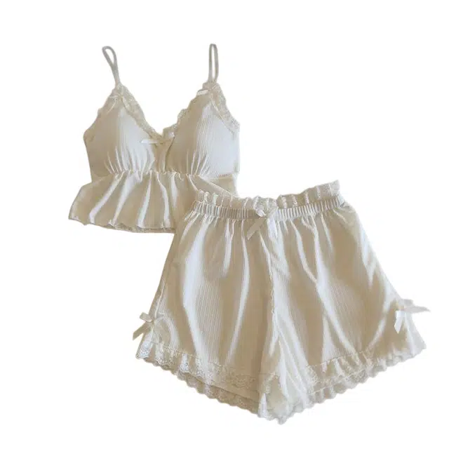 俞兆林 夏天带胸垫纯色时尚莫代尔吊带短裤宽松舒适两件套休闲家居服睡衣套装 夏季 女款