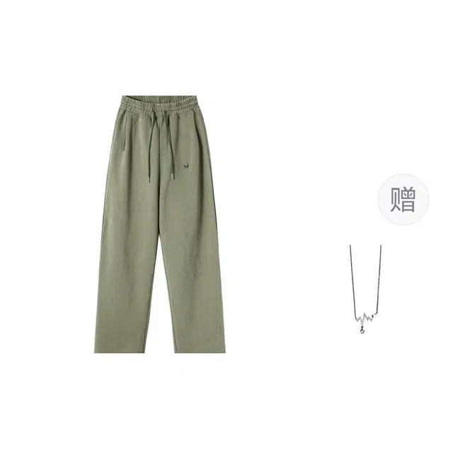识恩 日系复古蝴蝶装饰直筒裤秋季宽松百搭休闲裤 女款