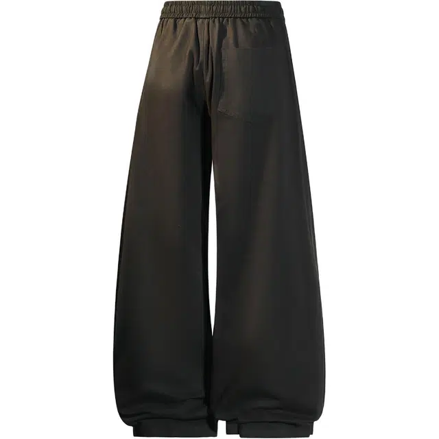 快鱼 学院风裤子直筒阔腿裤松紧腰纯棉工装慵懒轻熟大口袋设计感显瘦宽松挺括机能基础款通勤百搭休闲裤 男女同款