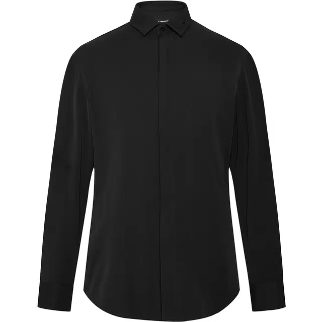 利郎 莫代尔纯色简约百搭方领商务长袖衬衫 男款