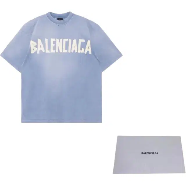 Balenciaga Tape Type T-Shirt Medium Fit In Faded logo