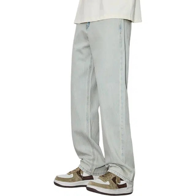 隐狼世家 复古夏季薄款宽松中腰长裤牛仔裤 男款