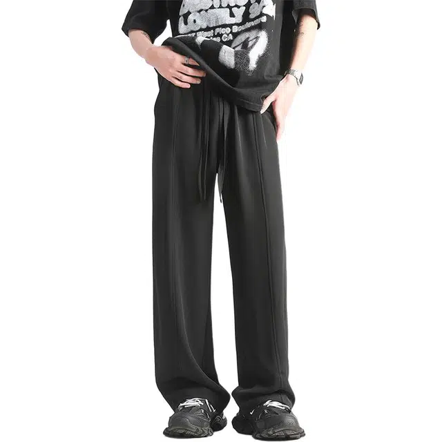 童先森 美式冰丝垂感时尚百搭潮牌直筒休闲裤 男款