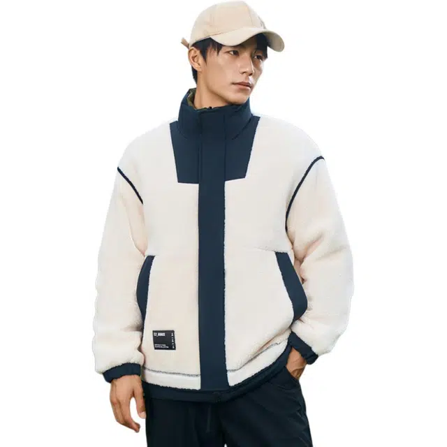 鸭鸭 时尚百搭短款双面穿无帽立领羽绒服 男女同款