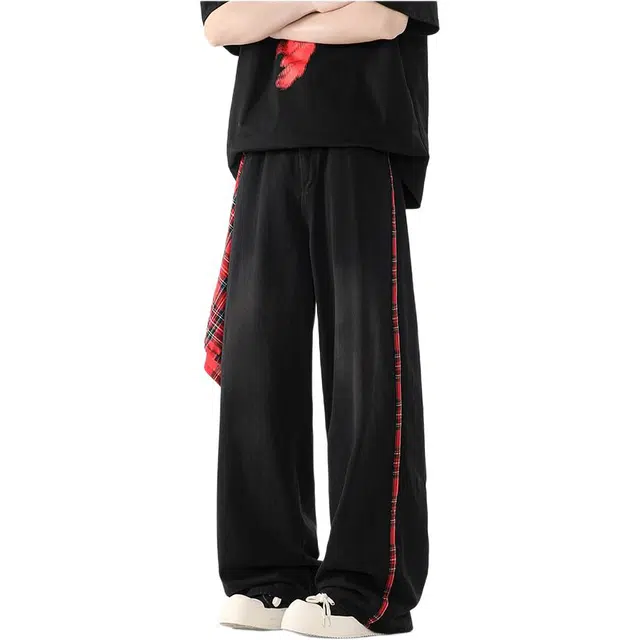 沃马 宽松直筒休闲美式高街复古重工牛仔裤 男女同款