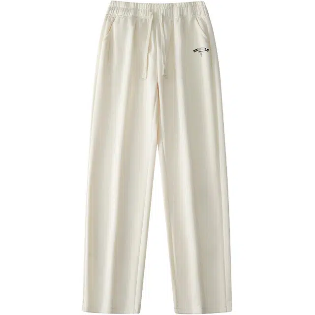 加菲猫家族 经典美式复古字母图案印花高街直筒抽身宽松休闲百搭舒适亲肤柔软卫裤无性别主义垂感透气中腰针织运动裤 男女同款