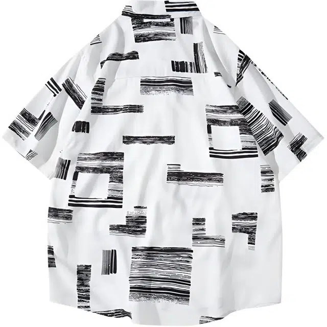 左岸 夏季美式休闲风花纹百搭时尚日常通勤户外活动宽松舒适透气吸汗冰爽帅气潮牌衬衫 男款