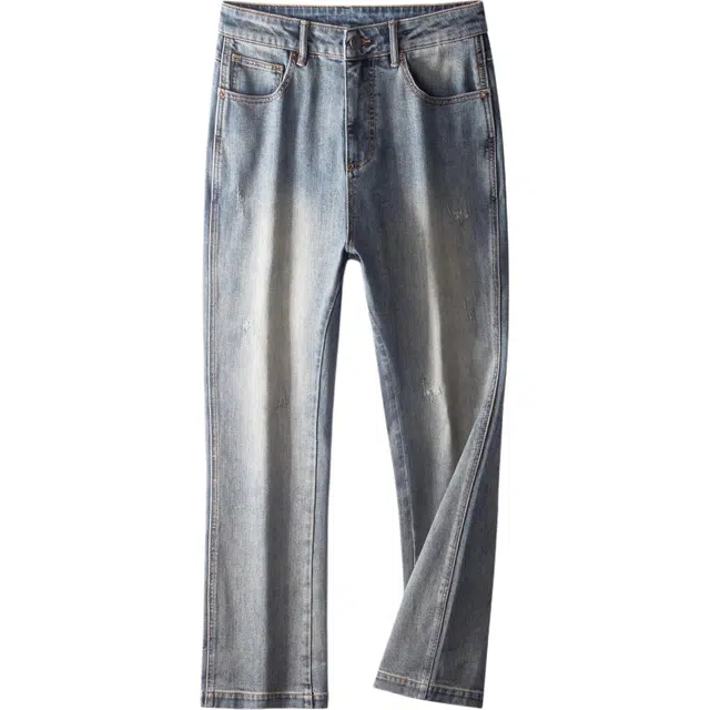 帝狼牛 复古抓破垂感直筒裤城市新青年休闲通勤生活简约宽松舒适高级感牛仔裤 男女同款