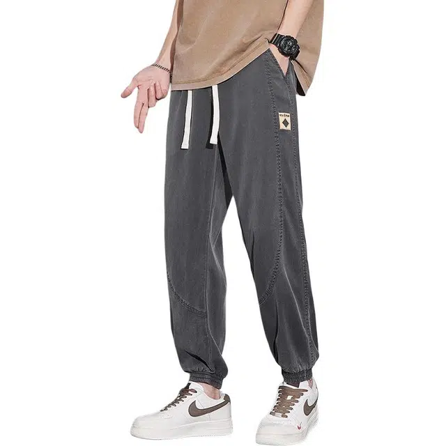 童先森 潮牌宽松束脚运动九分夏季薄款休闲裤 男款