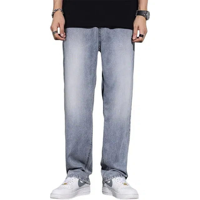 童先森 潮牌直筒宽松青少年拖地休闲长裤子牛仔裤 男款