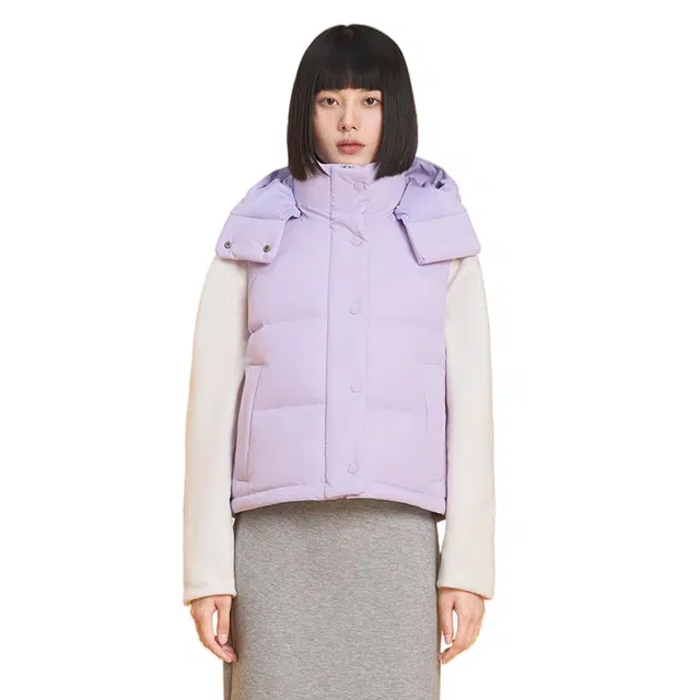 美力城 新款轻暖休闲外搭连帽保暖轻薄三防无袖羽绒服 女款