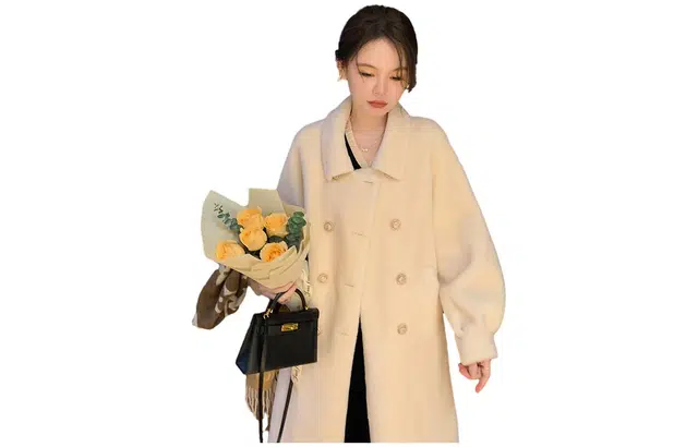 花栗鼠小姐 美利奴合身翻领中长款羊毛皮毛一体皮草 女款