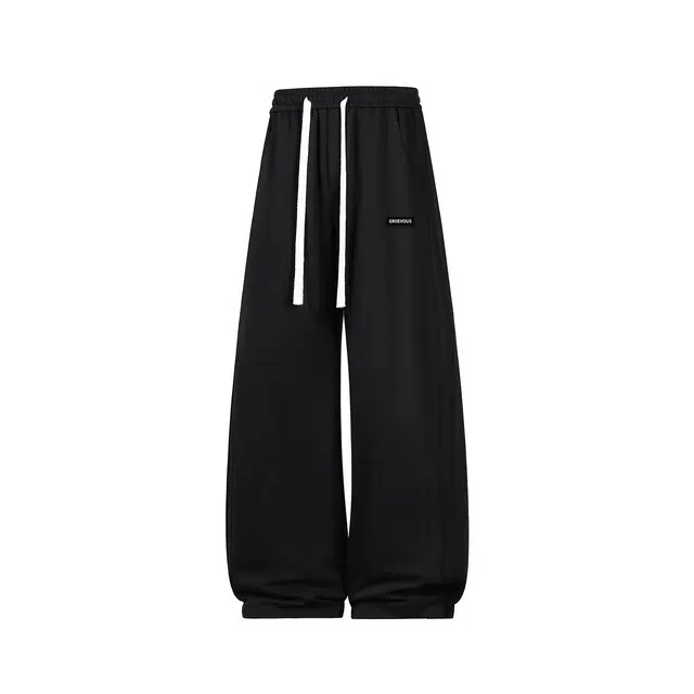 快鱼 美式条纹潮牌夏季薄款宽松抽绳弹力长裤学院风小众街头轻熟基础款舒适裤子通勤高街百搭凉感冰丝挺括直筒弯刀休闲裤 男女同款