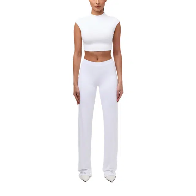 NAKED WARDROBE Cap Sleeve Crop Top Smooth