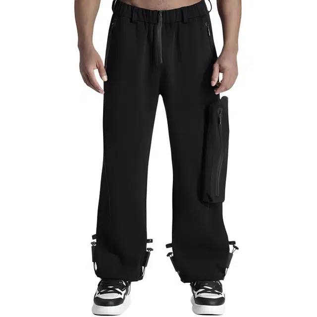NORVINCY Detachable Pocket Straight Pants Black