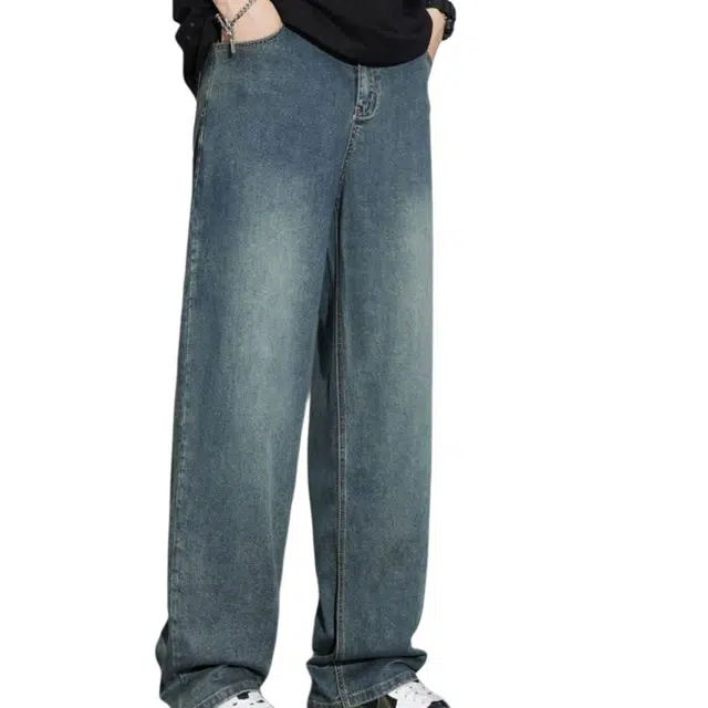 童先森 薄款潮牌复古直筒宽松阔腿牛仔裤 男款