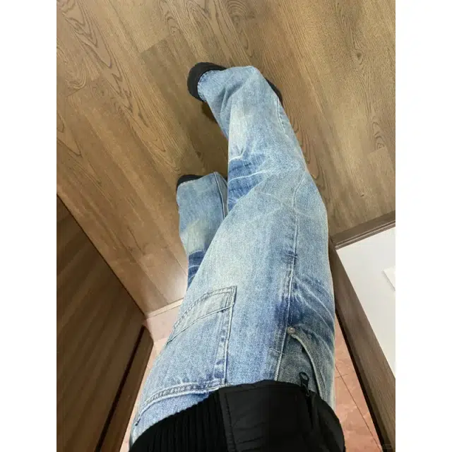 徐百货 美式潮牌设计感水洗宽松休闲潮流百搭直筒长裤牛仔裤 男女同款