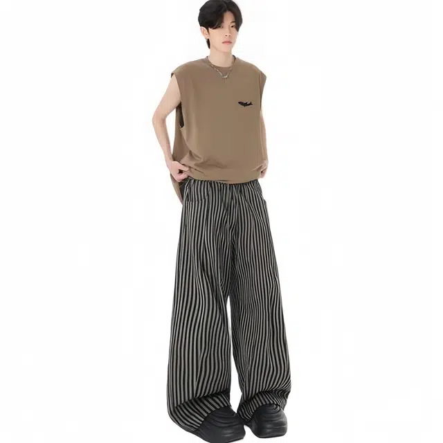 大白鲨 美式松弛感竖休闲裤春季慵懒风垂感弯刀阔腿拖地裤牛仔裤 男款