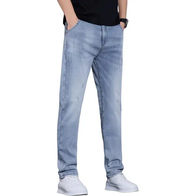 潮人榜 美式高街百搭修身直筒九分裤潮牌弹力夏季薄款透气休闲牛仔裤 男款