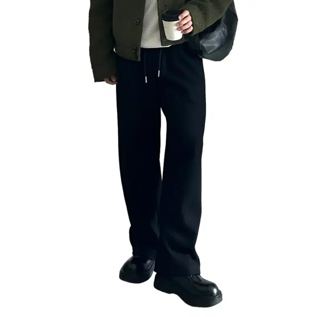 冈哉 美式纯色基础款拼接设计阔腿弯刀裤宽松直筒垂感休闲裤 男女同款