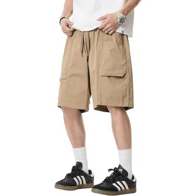 米素力 宽松透气夏季字母数字文字休闲裤中腰工装短裤 男款