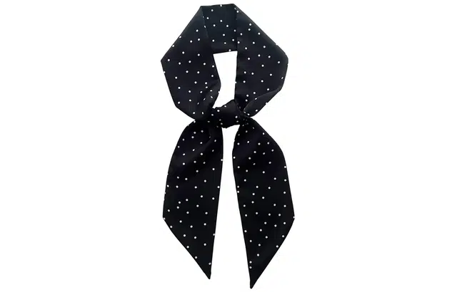 优幽兰 韩版法式复古黑白波点长条领巾时尚百搭高级感气质系脖长条飘带装饰颈脖丝带领巾多功能氛围感搭配 丝巾 女款