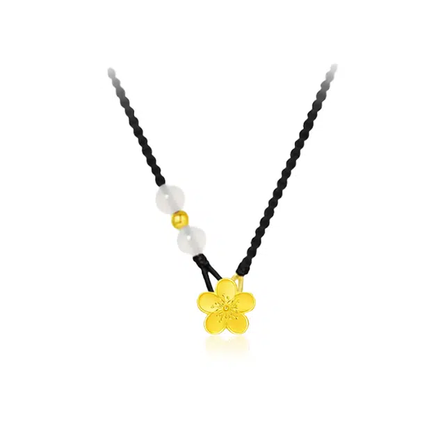 重庆金店 桃花朵朵 好运莲莲新中式国潮气质优雅简约百搭 小众轻奢设计高级#好运 琉璃 项链 男女同款情侣款