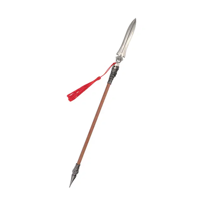 天字号 小莲花枪 微型冷兵器碳钢枪头合金雕刻装具实木杆 成品模型