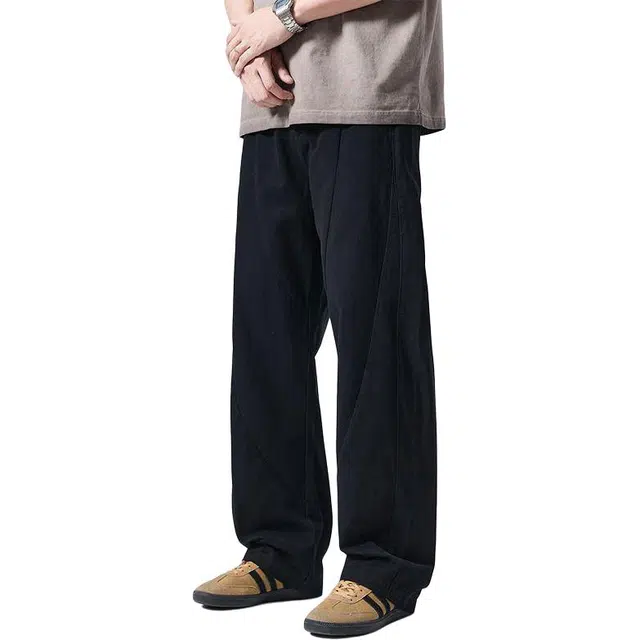 童先森 美式复古弯刀裤设计感镰刀直筒阔腿裤垂感休闲裤 男款
