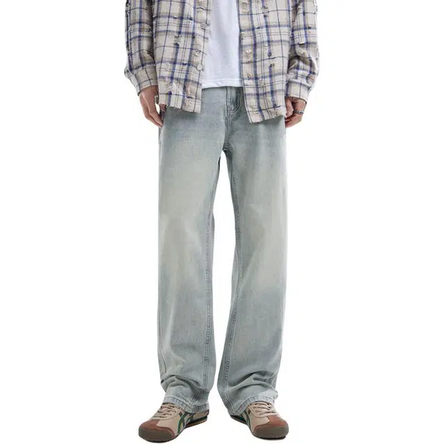童先森 美式复古小众设计感潮牌百搭休闲长裤牛仔裤 男款