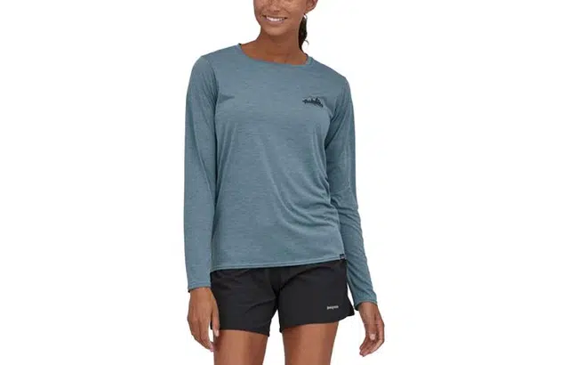 patagonia Women's Long-Sleeved Capilene Cool Daily Graphic Shirt C1logo T