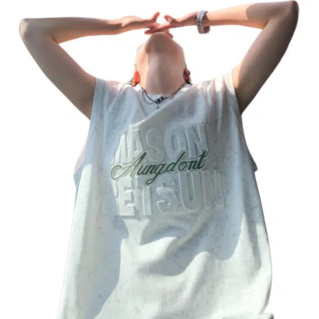 佐菲利 美式高街钢印字母印花双拼设计潮流百搭版型立体情侣款背心 男女同款