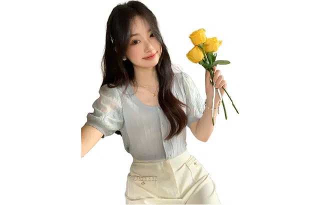 花栗鼠小姐 休闲圆领短袖针织衫 女款