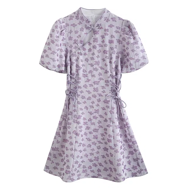 丝絮丝绸 百搭优雅休闲舒适短袖连衣裙 女款