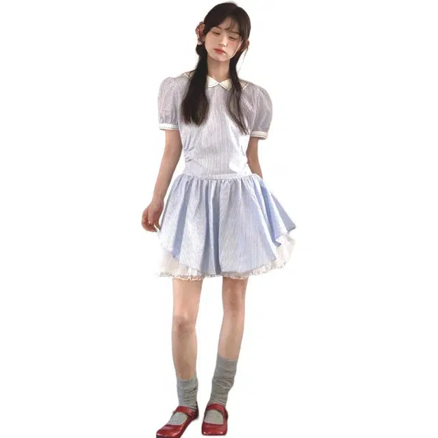 黛尔佳人 舒适时尚休闲简约短袖连衣裙 女款